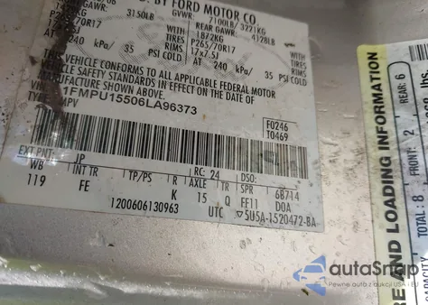 2006 Ford Expedition Xlt/Xlt Sport из США, поврежденный, VIN 1FMPU15506LA96373